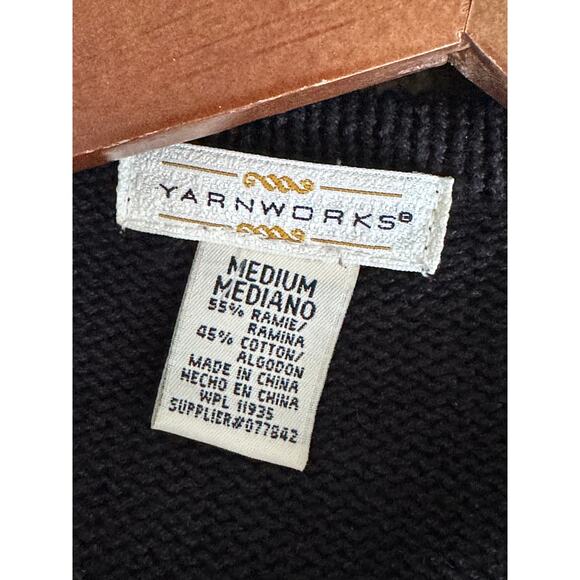 Embellished 90s Sweater Vest Vintage Black Knit with Gold Beads Size Medium - Picture 3 of 9